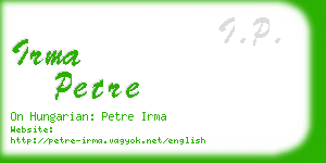 irma petre business card